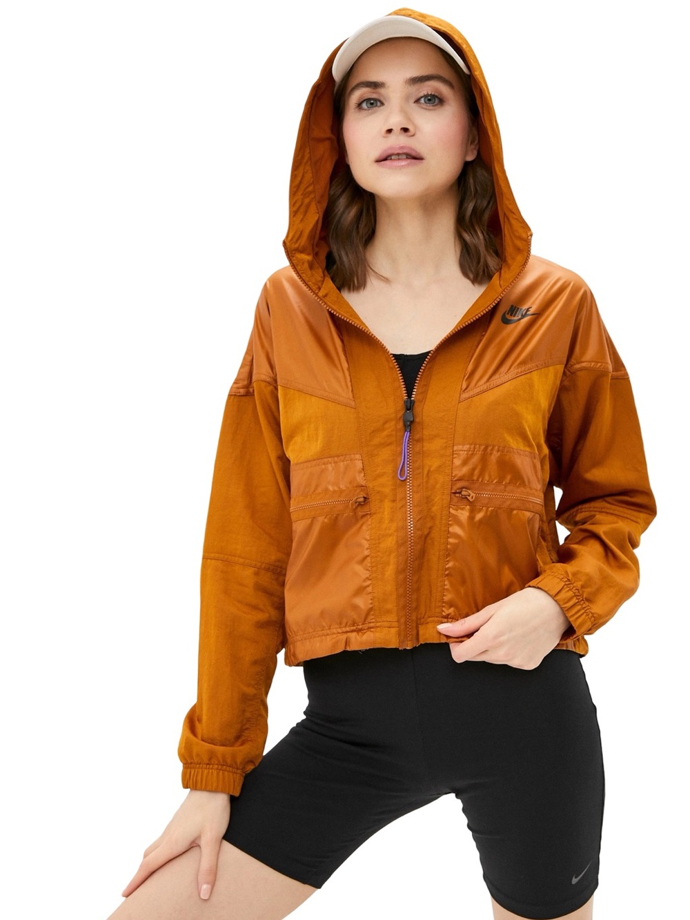 Nike Women's Hooded Bomber Jacket Nike Sportswear Windrunner Cargo Rebel Jacket.